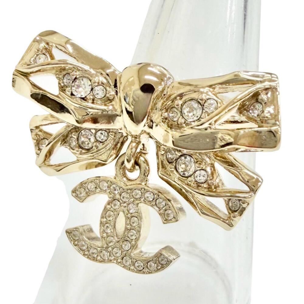 CHANEL Authentic Gold Logo Ring